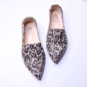 AGL ATTILIO GIUSTI LEOMBRUNI Leopard Print Loafer Leather Pointed Toe Womens 38